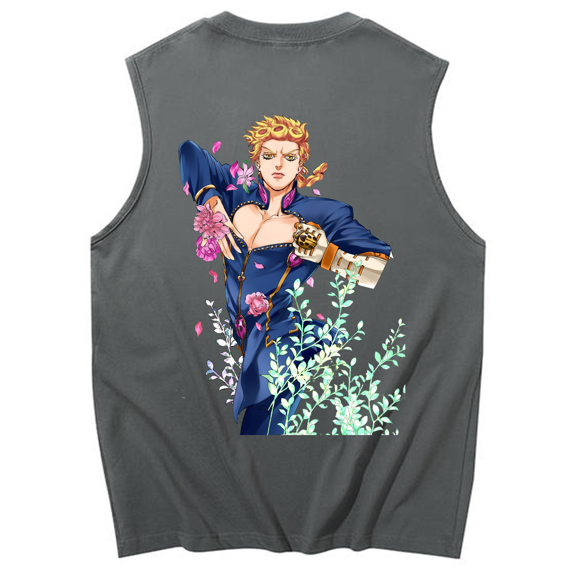 （画像用） ジョジョの奇妙な冒険 ジョルノ?ジョバァーナ JoJo's Bizarre Adventure Giorno Giovanna コットン100％タンクトップ（背面プリント）